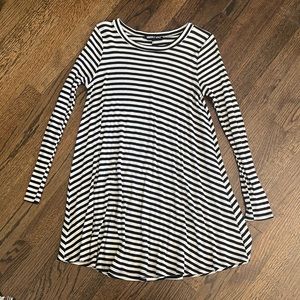 ribbed striped long sleeve dress